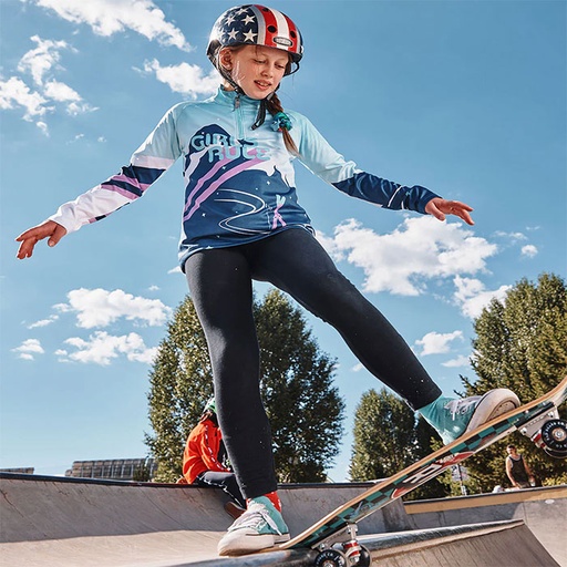 [B8474] Spyder Girl's Surface Zip T-Neck